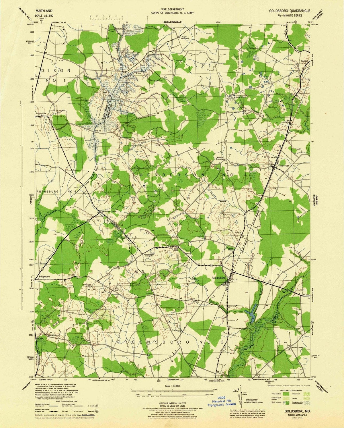 1944 Goldsboro, MD - Maryland - USGS Topographic Map v2