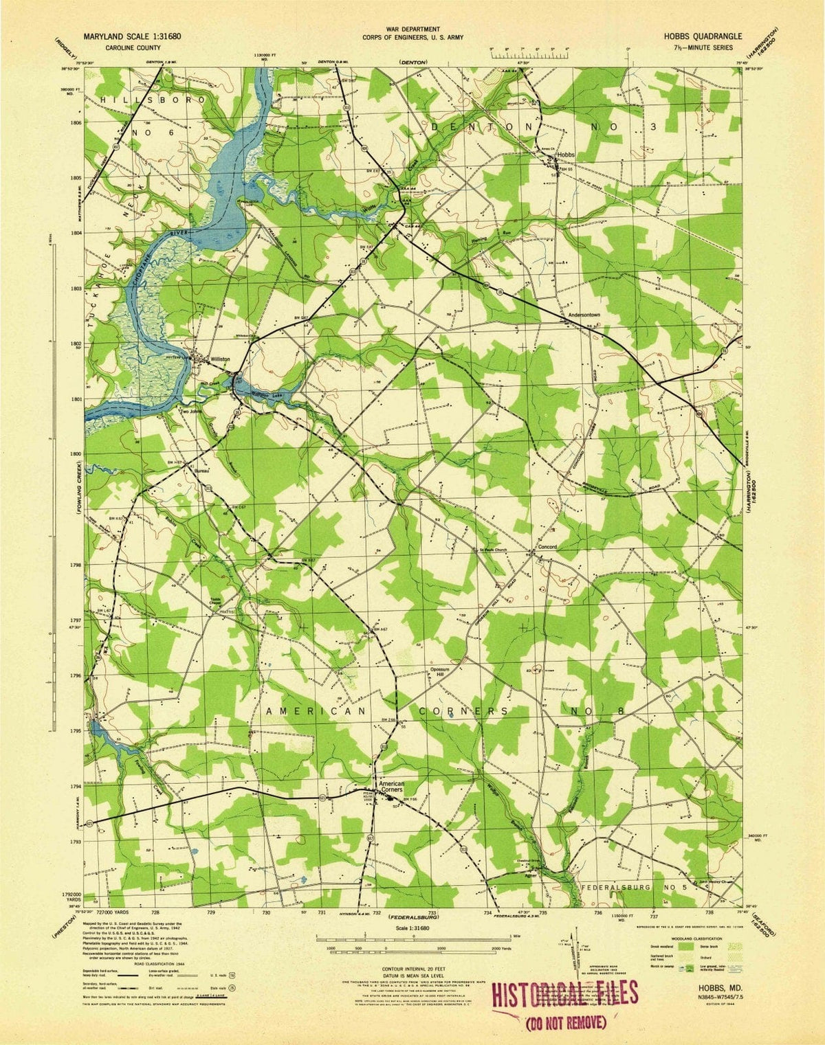 1944 Hobbs, MD - Maryland - USGS Topographic Map v2