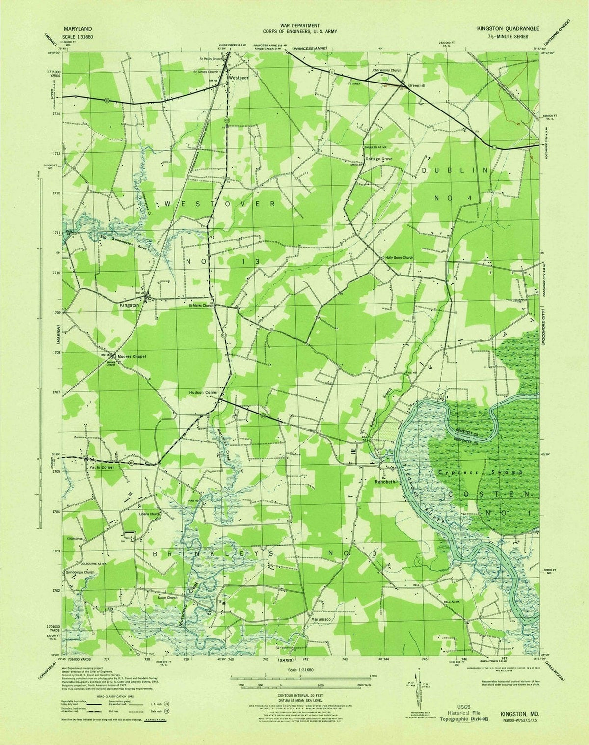 1943 Kingston, MD - Maryland - USGS Topographic Map