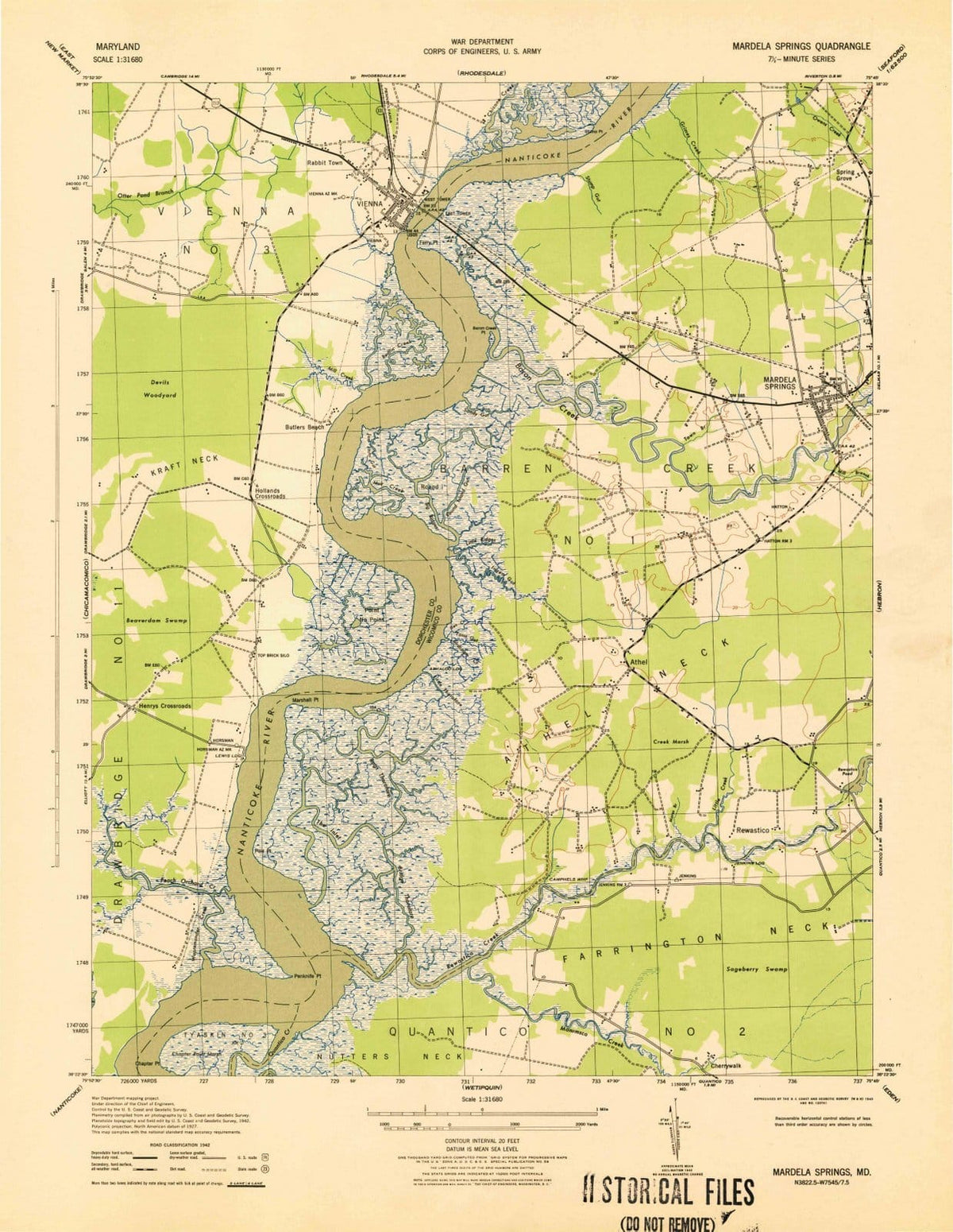1943 Mardela Springs, MD - Maryland - USGS Topographic Map