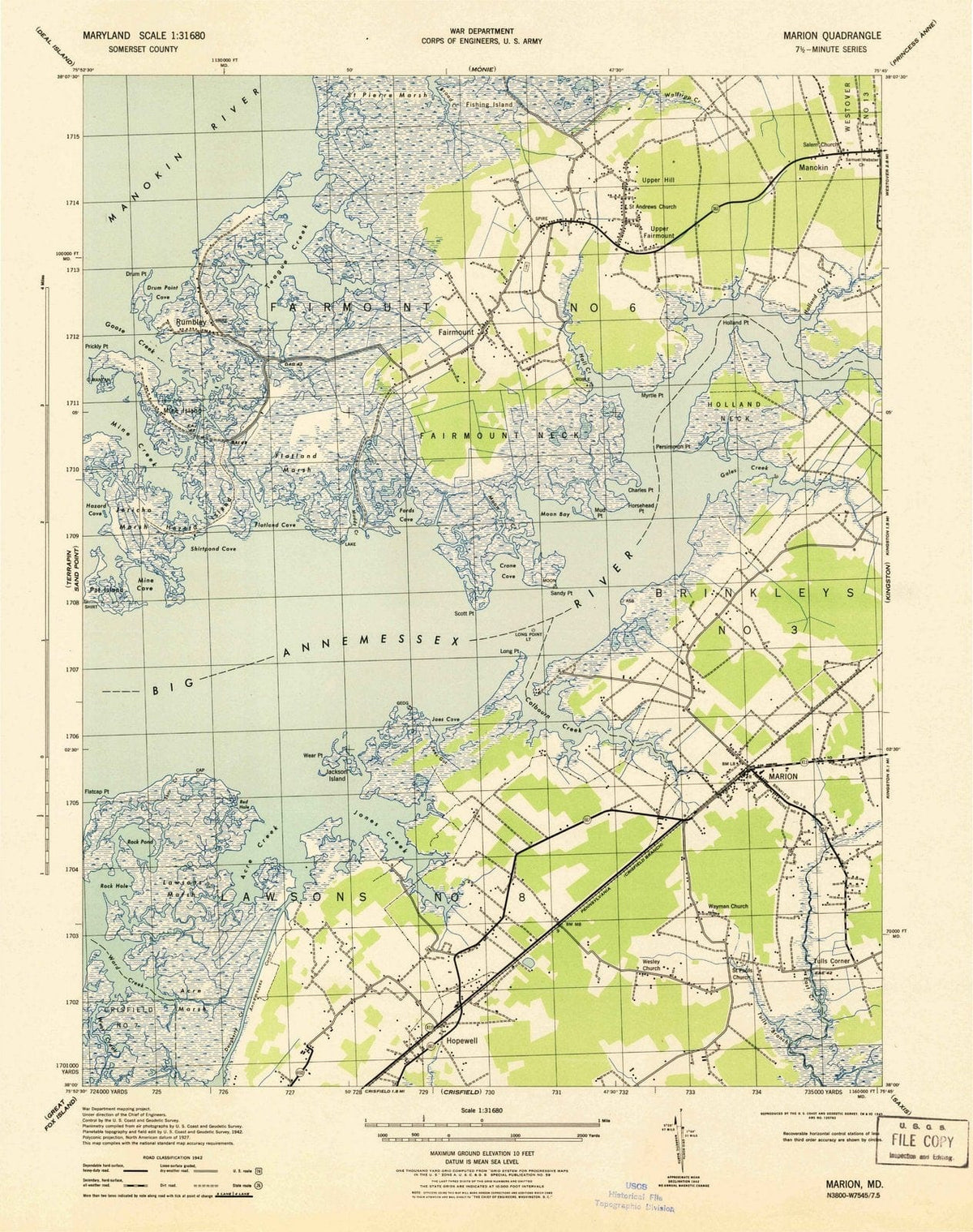 1943 Marion, MD - Maryland - USGS Topographic Map