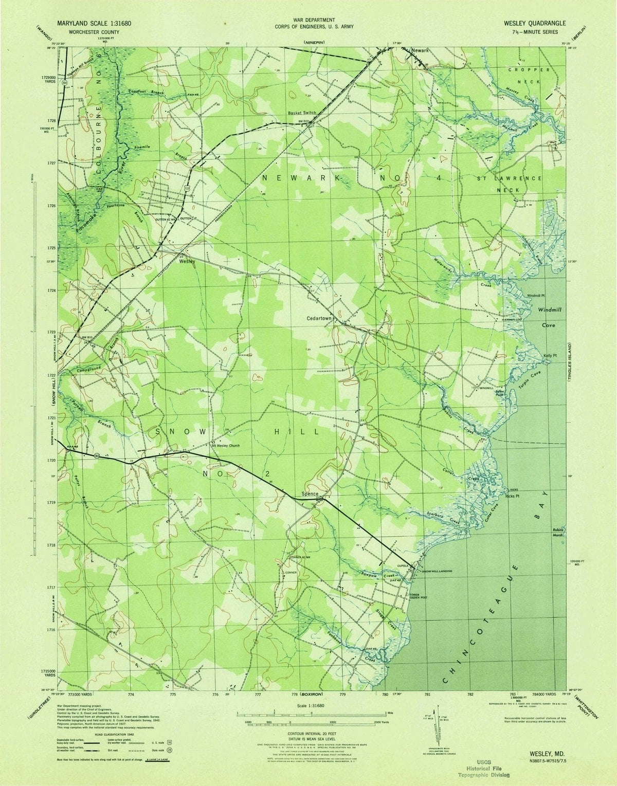 1943 Wesley, MD - Maryland - USGS Topographic Map