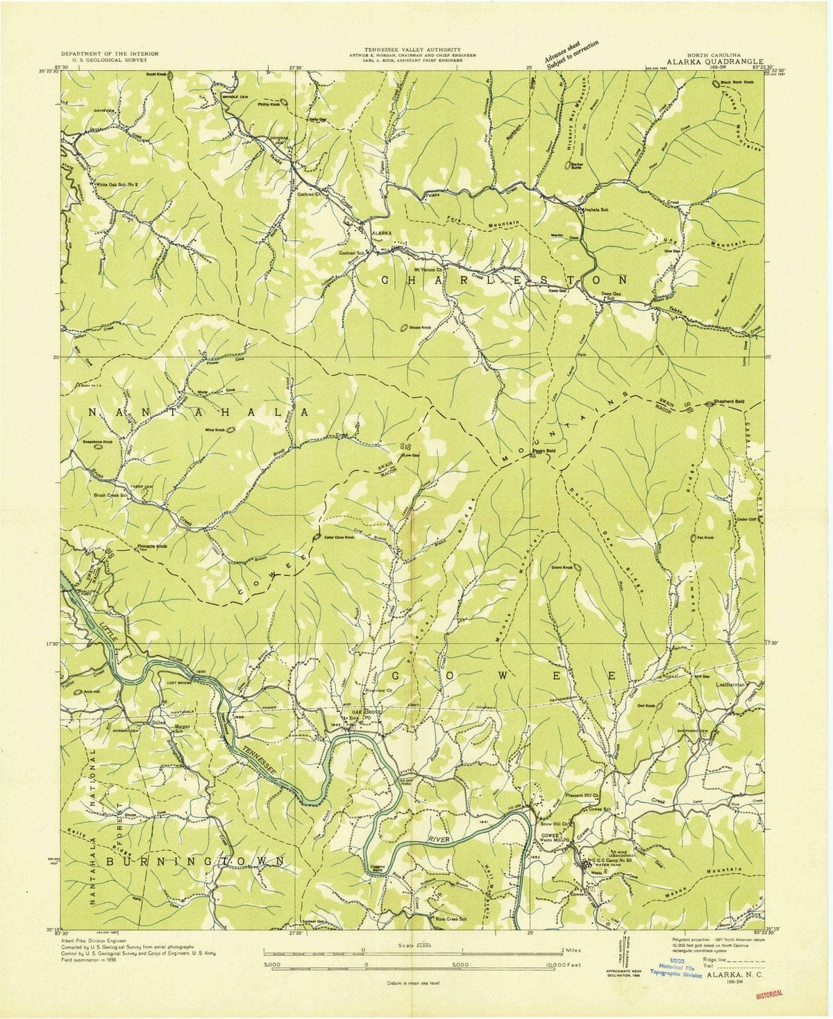 1936 Alarka, NC - North Carolina - USGS Topographic Map