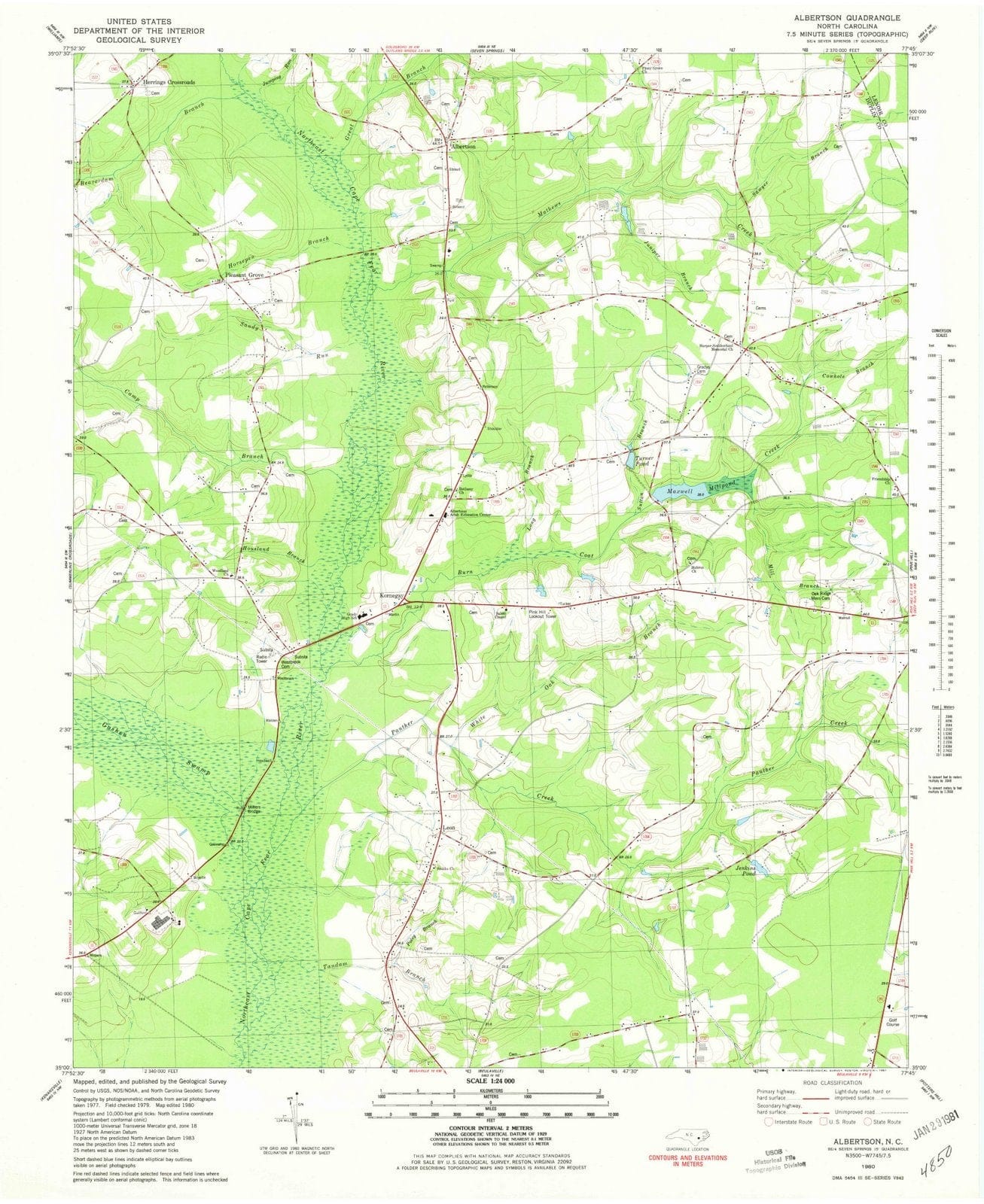 1980 Albertson, NC - North Carolina - USGS Topographic Map