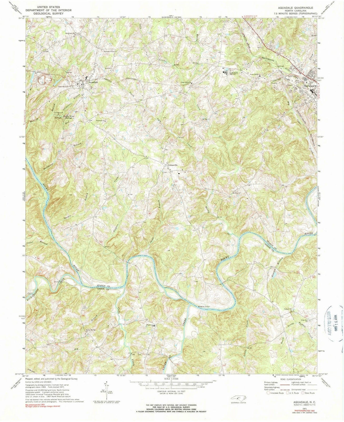 1971 Aquadale, NC - North Carolina - USGS Topographic Map