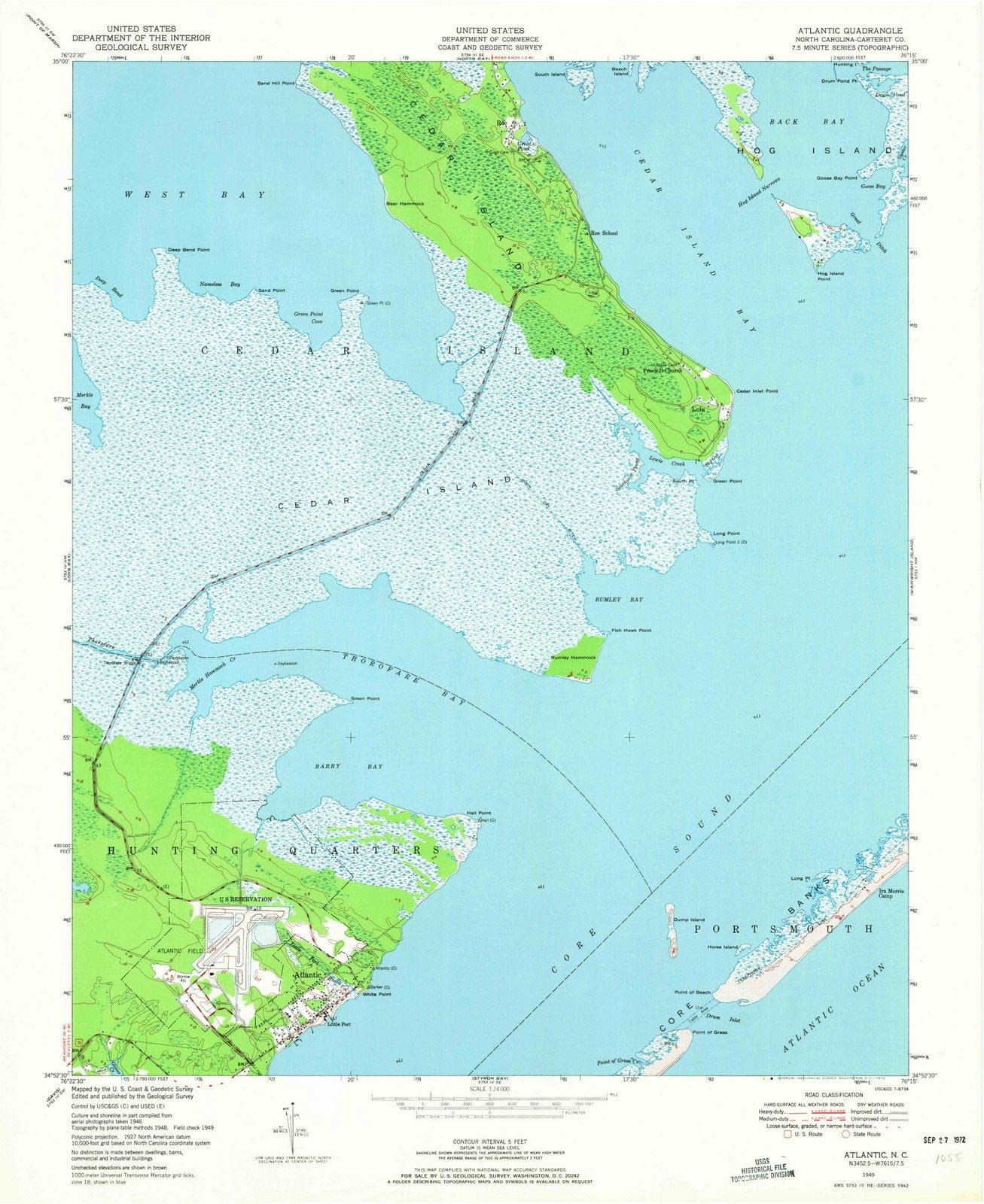 1949 Atlantic, NC - North Carolina - USGS Topographic Map