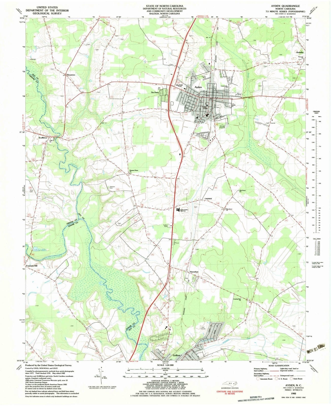 1982 Ayden, NC - North Carolina - USGS Topographic Map
