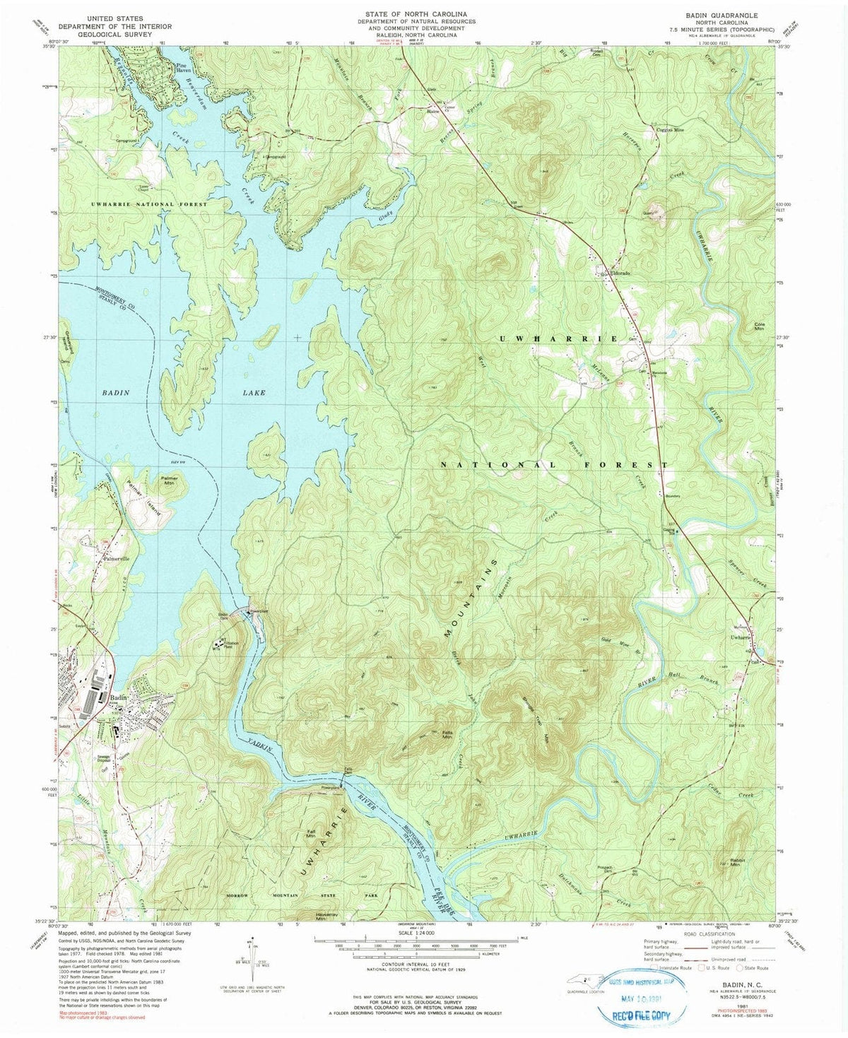 1981 Badin, NC - North Carolina - USGS Topographic Map