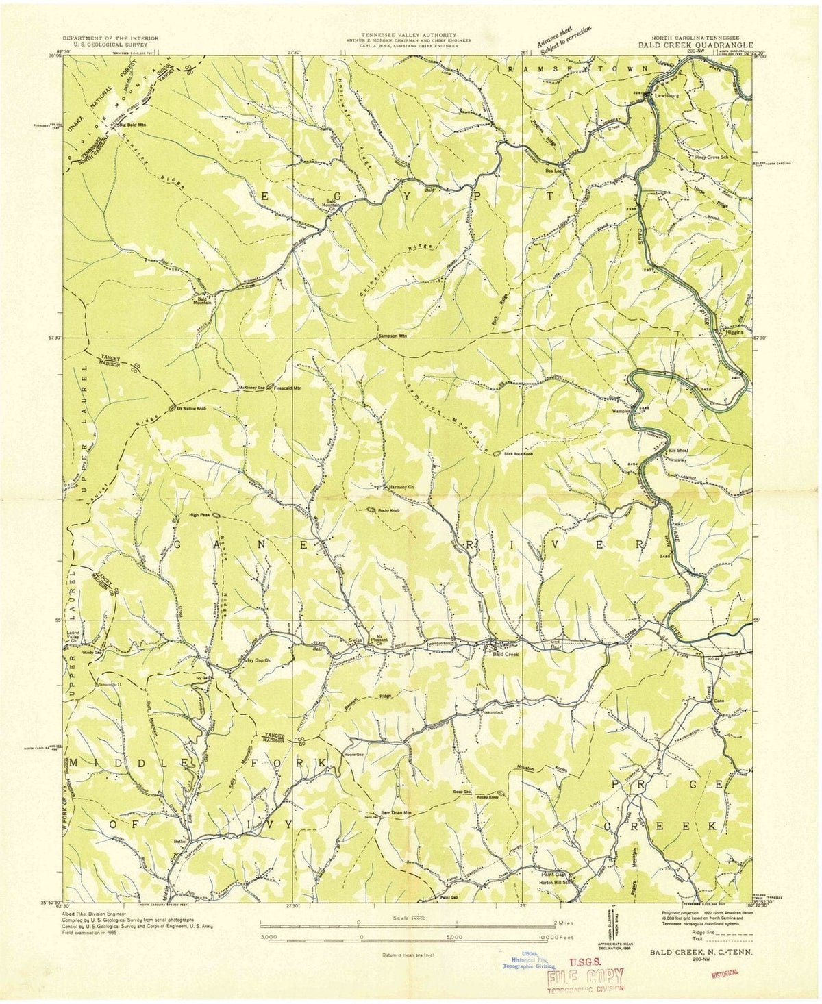 1935 Bald Creek, NC - North Carolina - USGS Topographic Map