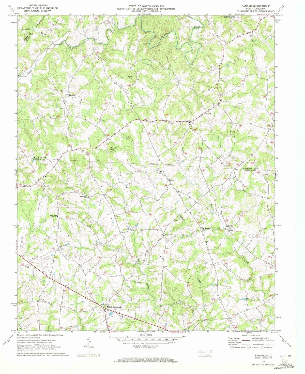 1970 Banoak, NC - North Carolina - USGS Topographic Map