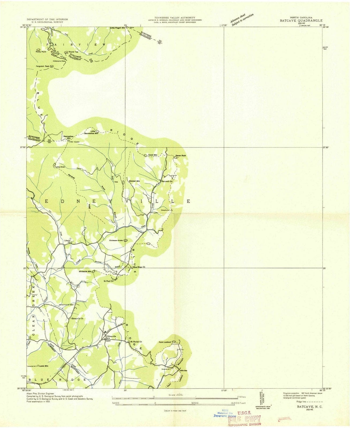 1935 Batcave, NC - North Carolina - USGS Topographic Map