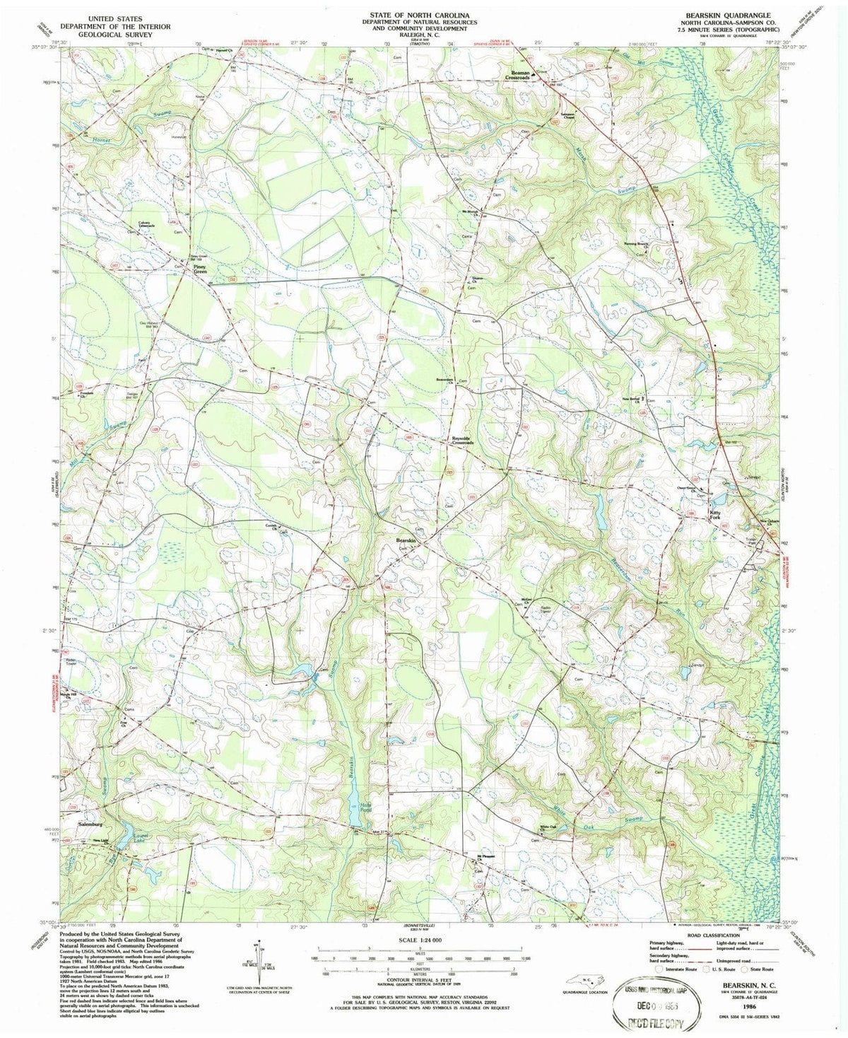 1986 Bearskin, NC - North Carolina - USGS Topographic Map