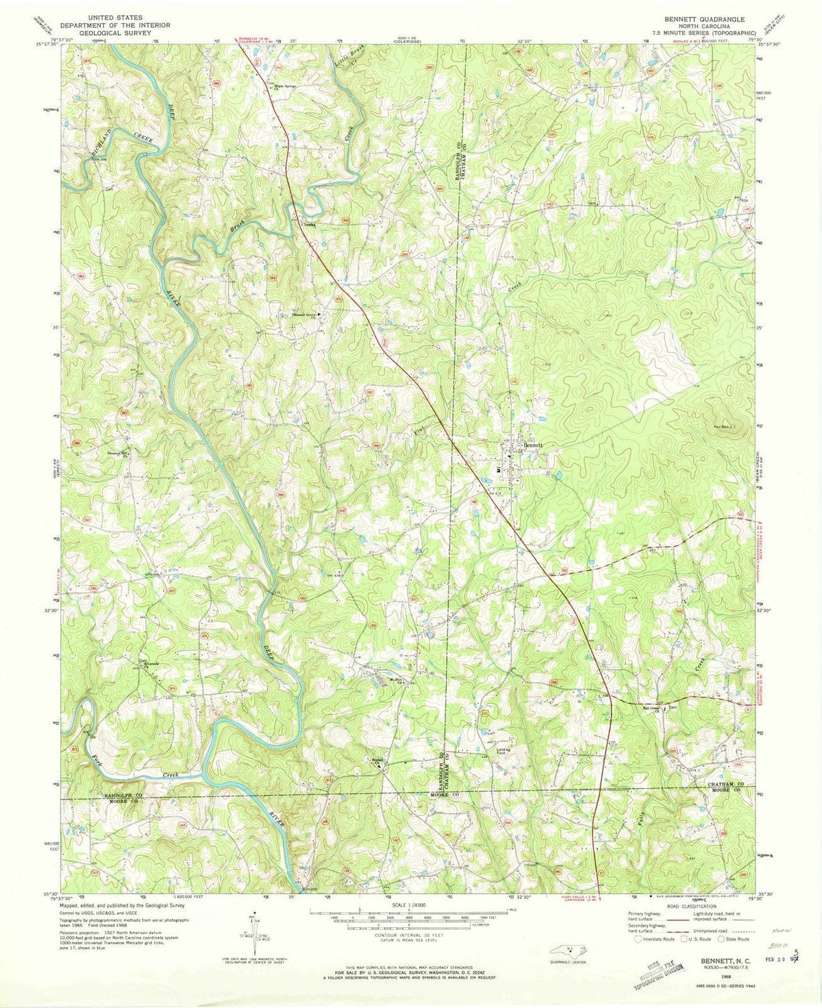 1968 Bennett, NC - North Carolina - USGS Topographic Map