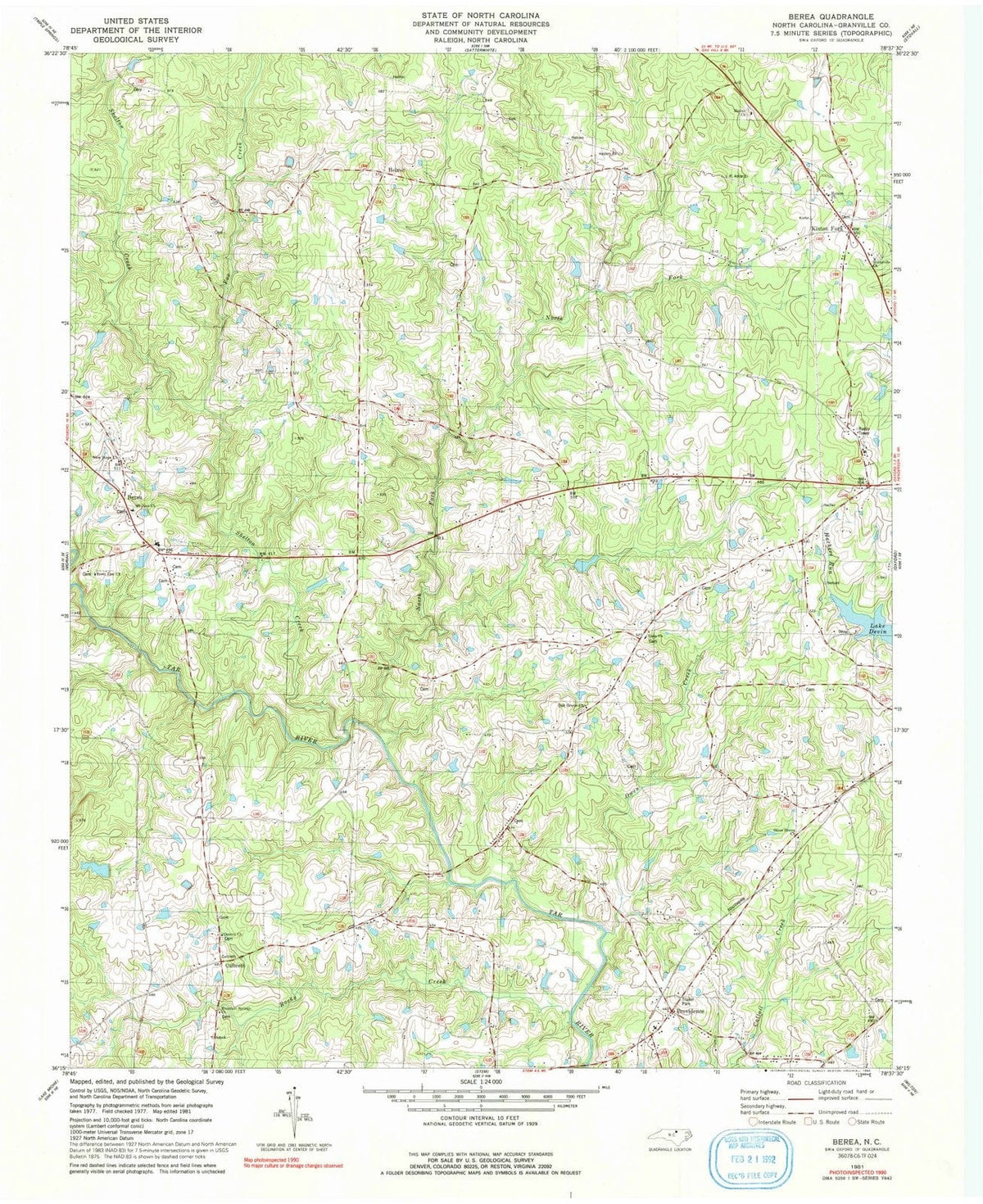 1981 Berea, NC - North Carolina - USGS Topographic Map