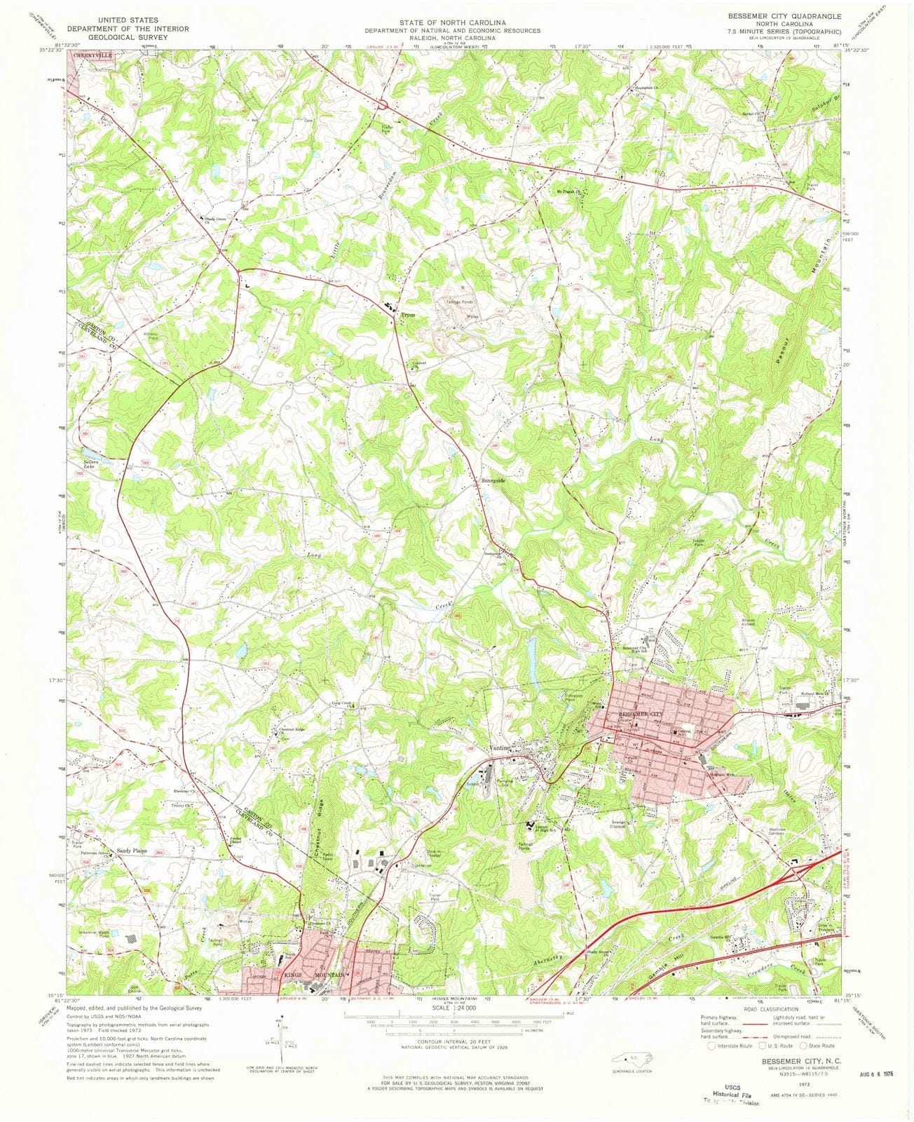 1973 Bessemer City, NC - North Carolina - USGS Topographic Map