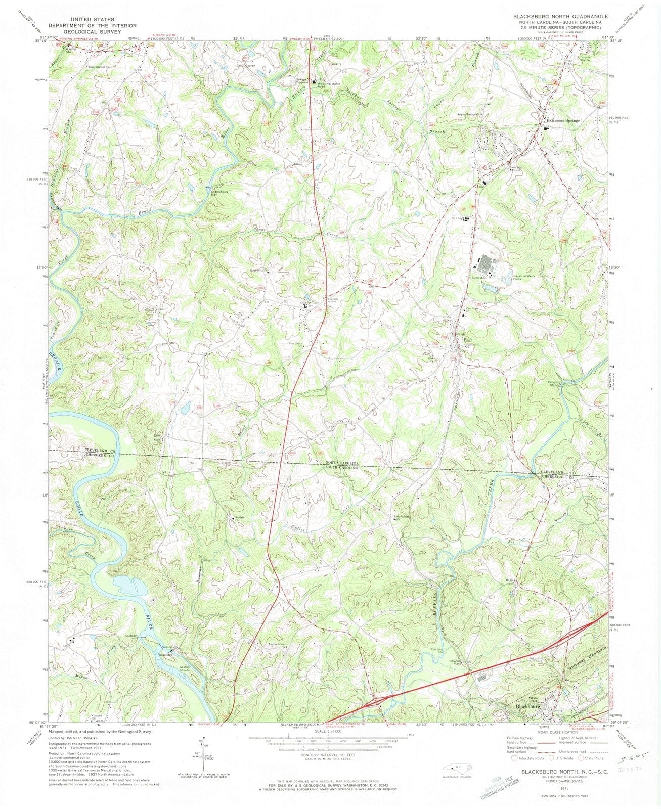 1971 Blacksburg North, SC - South Carolina - USGS Topographic Map