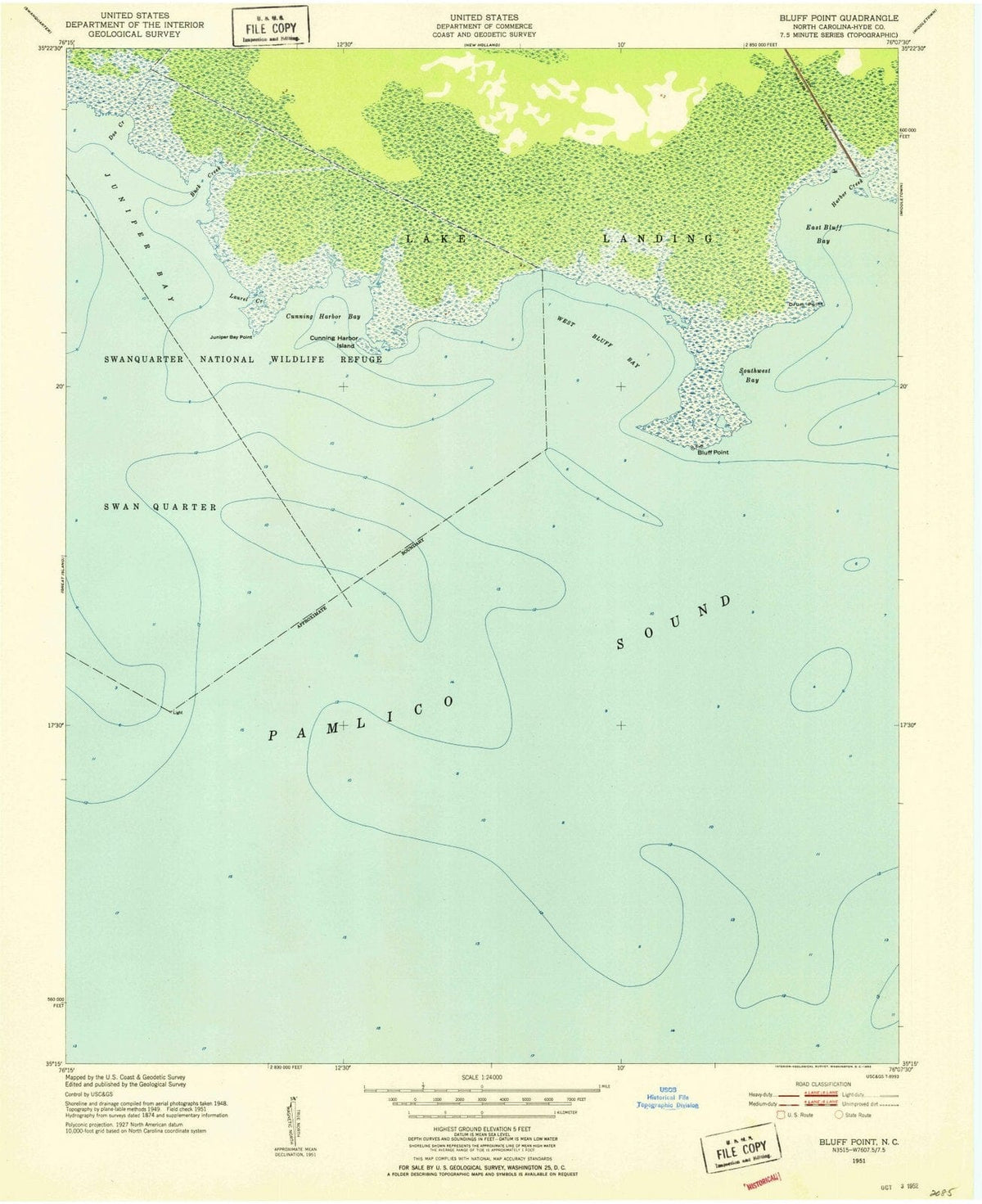 1951 Bluff Point, NC - North Carolina - USGS Topographic Map