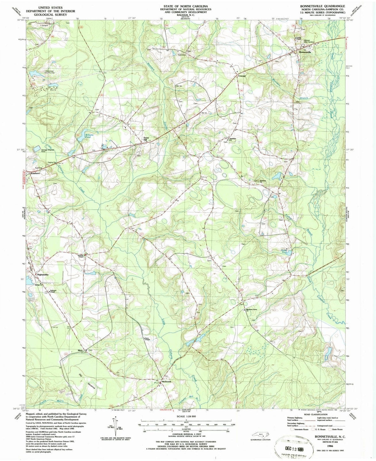 1986 Bonnetsville, NC - North Carolina - USGS Topographic Map