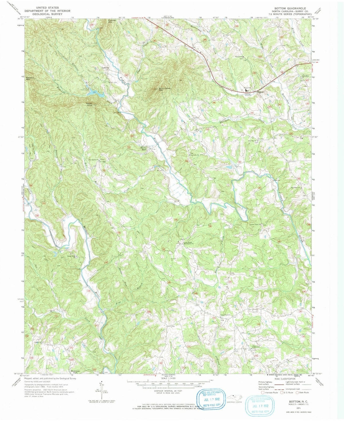 1971 Bottom, NC - North Carolina - USGS Topographic Map