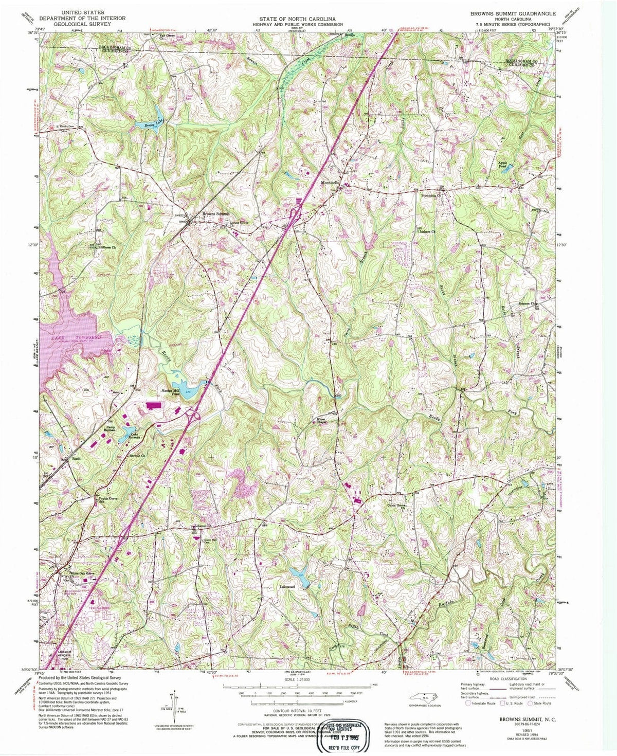 1951 Browns Summit, NC - North Carolina - USGS Topographic Map