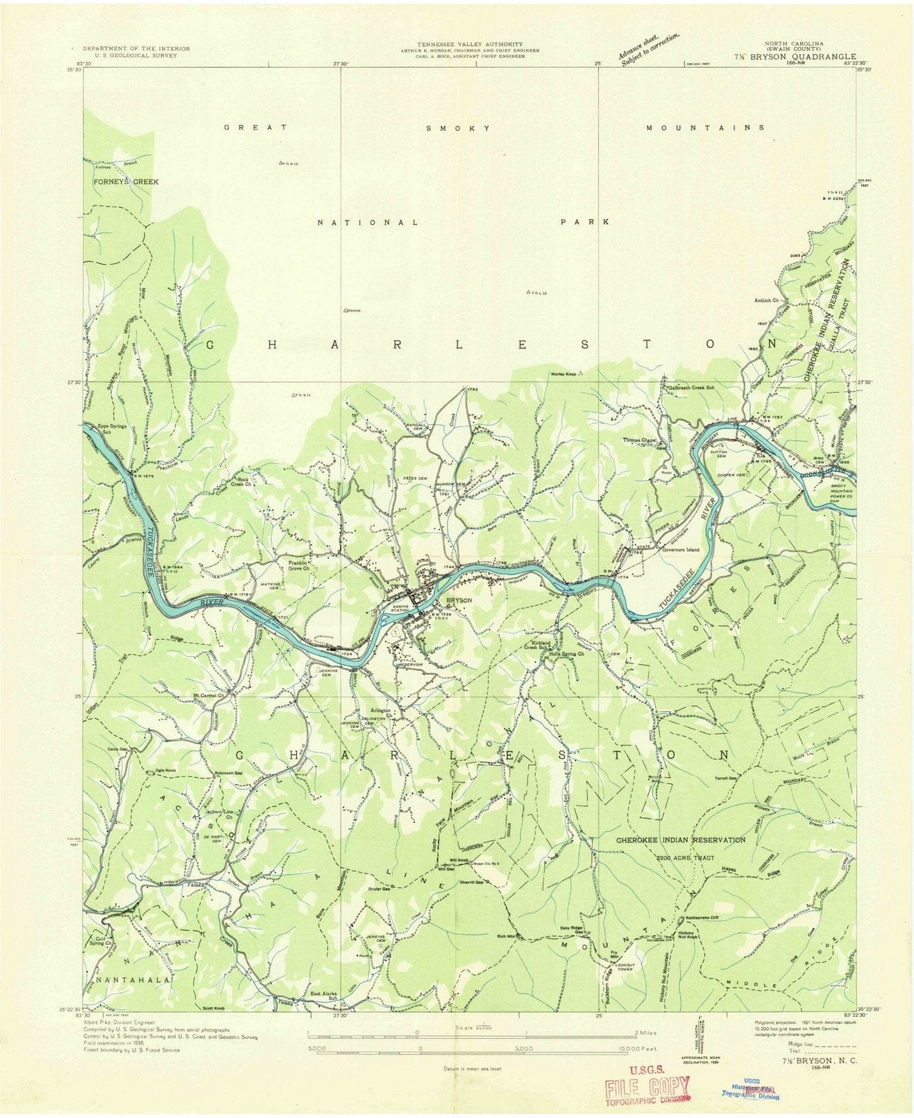 1936 Bryson, NC - North Carolina - USGS Topographic Map