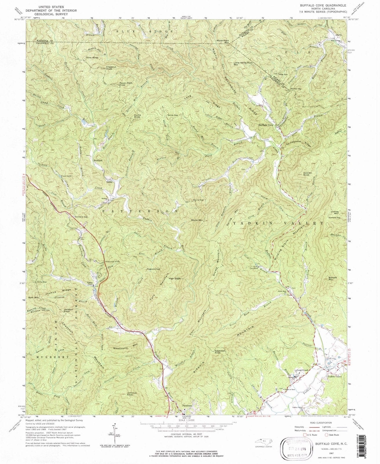 1967 Buffalo Cove, NC - North Carolina - USGS Topographic Map