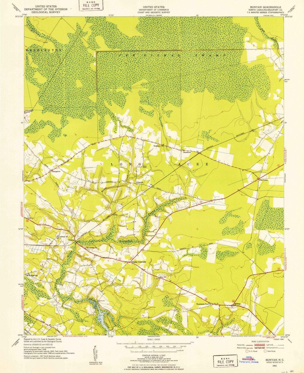 1951 Bunyan, NC - North Carolina - USGS Topographic Map