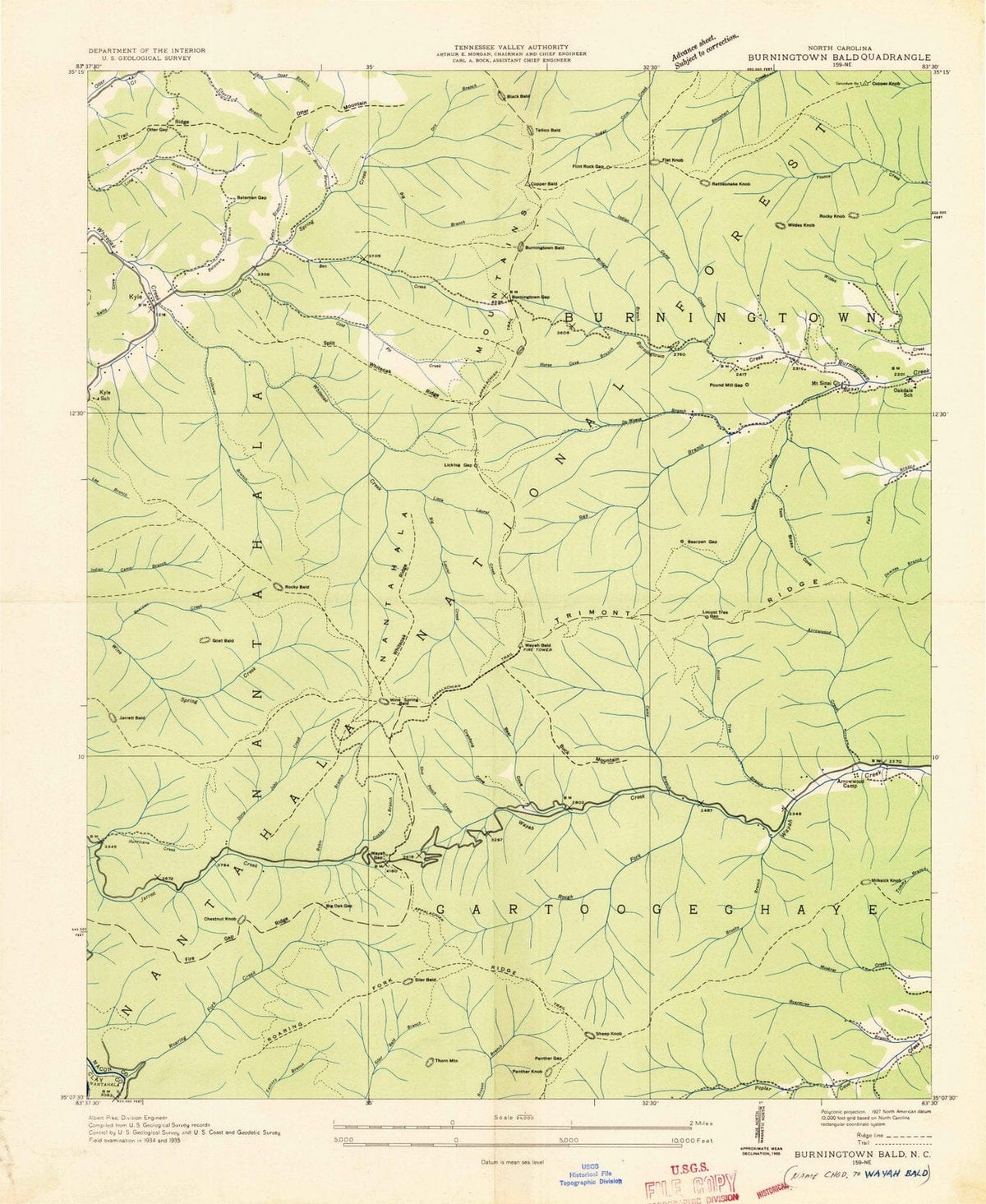1935 Burningtown Bald, NC - North Carolina - USGS Topographic Map