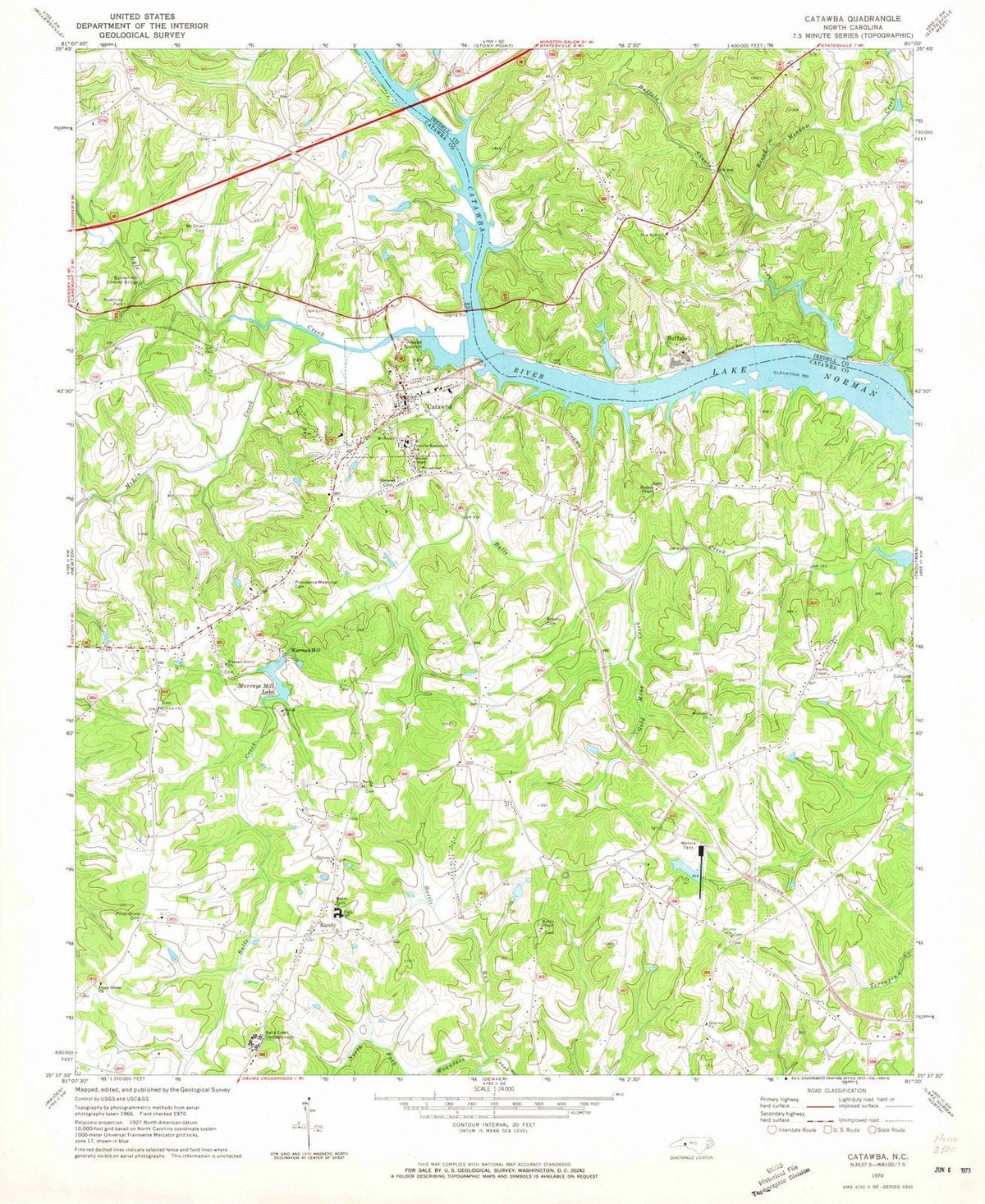 1970 Catawba, NC - North Carolina - USGS Topographic Map