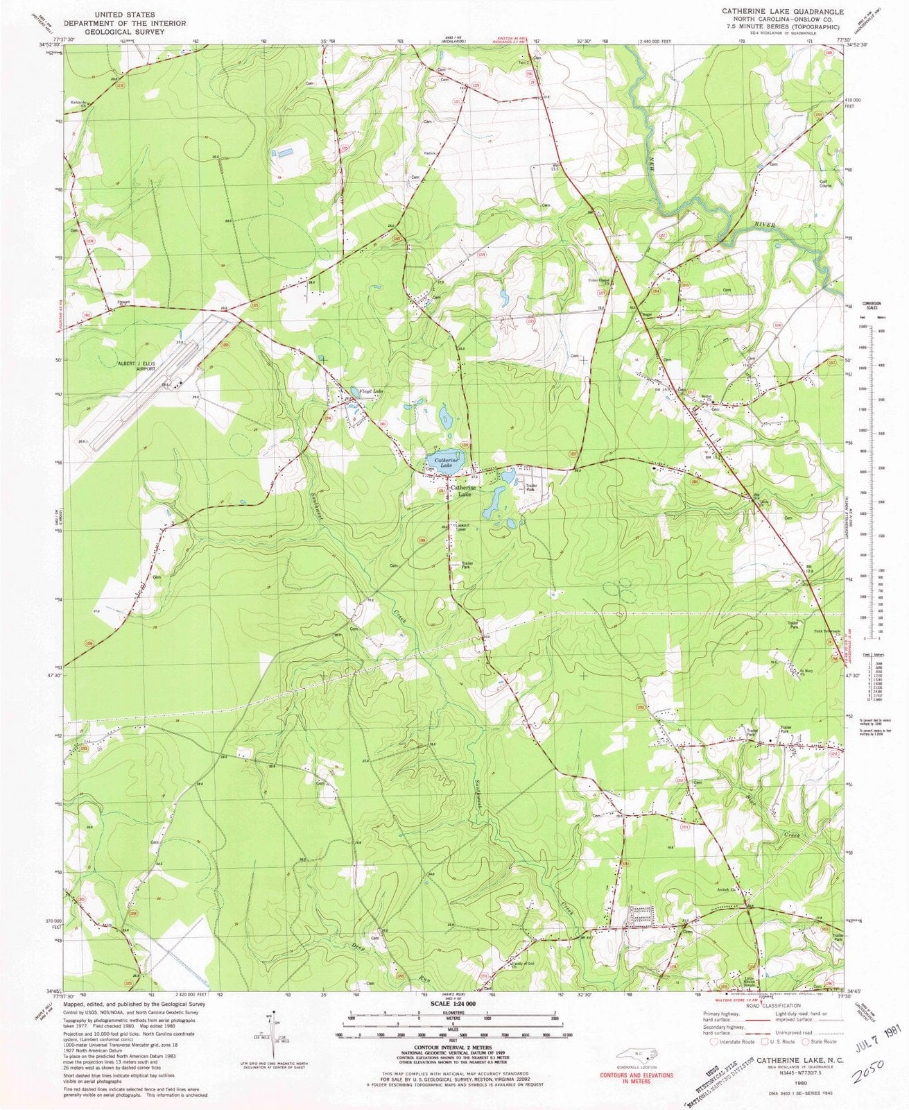 1980 Catherine Lake, NC - North Carolina - USGS Topographic Map