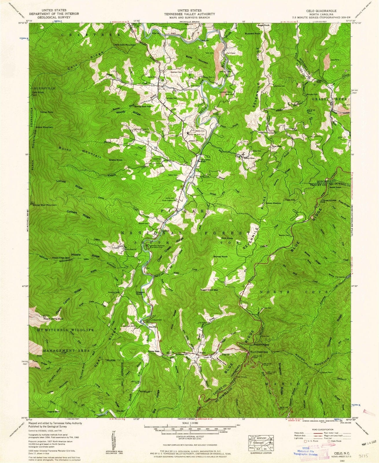 1960 Celo, NC - North Carolina - USGS Topographic Map