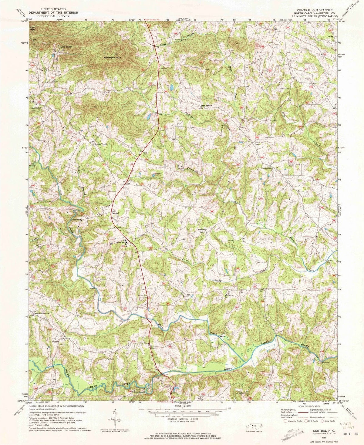 1969 Central, NC - North Carolina - USGS Topographic Map