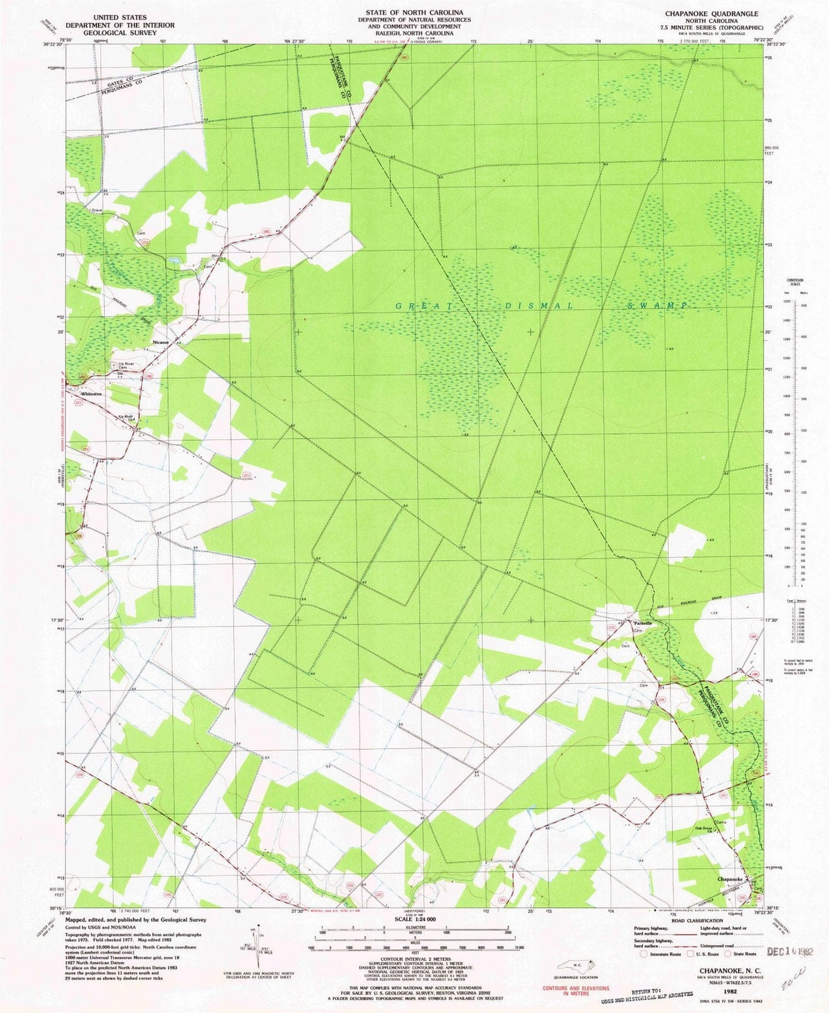 1982 Chapanoke, NC - North Carolina - USGS Topographic Map