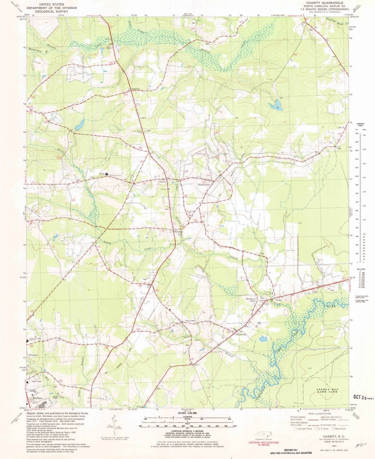 1981 Charity, NC - North Carolina - USGS Topographic Map