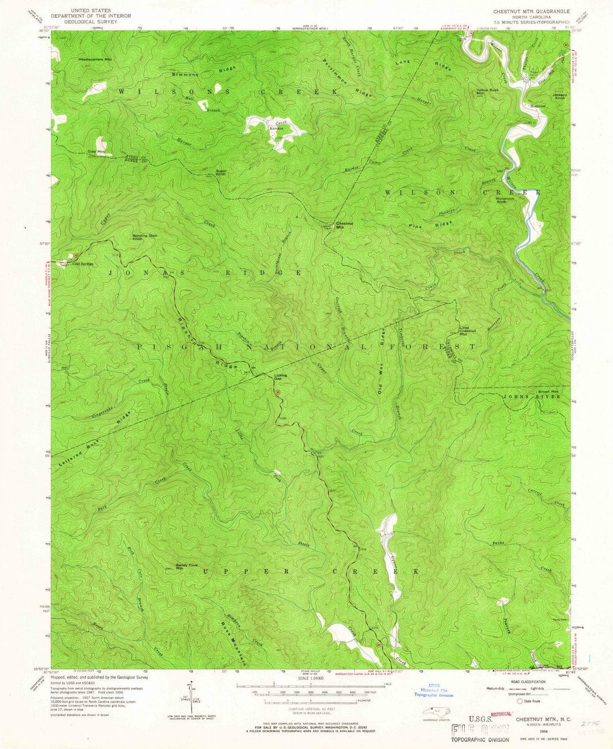 1956 Chestnut MTN, NC - North Carolina - USGS Topographic Map