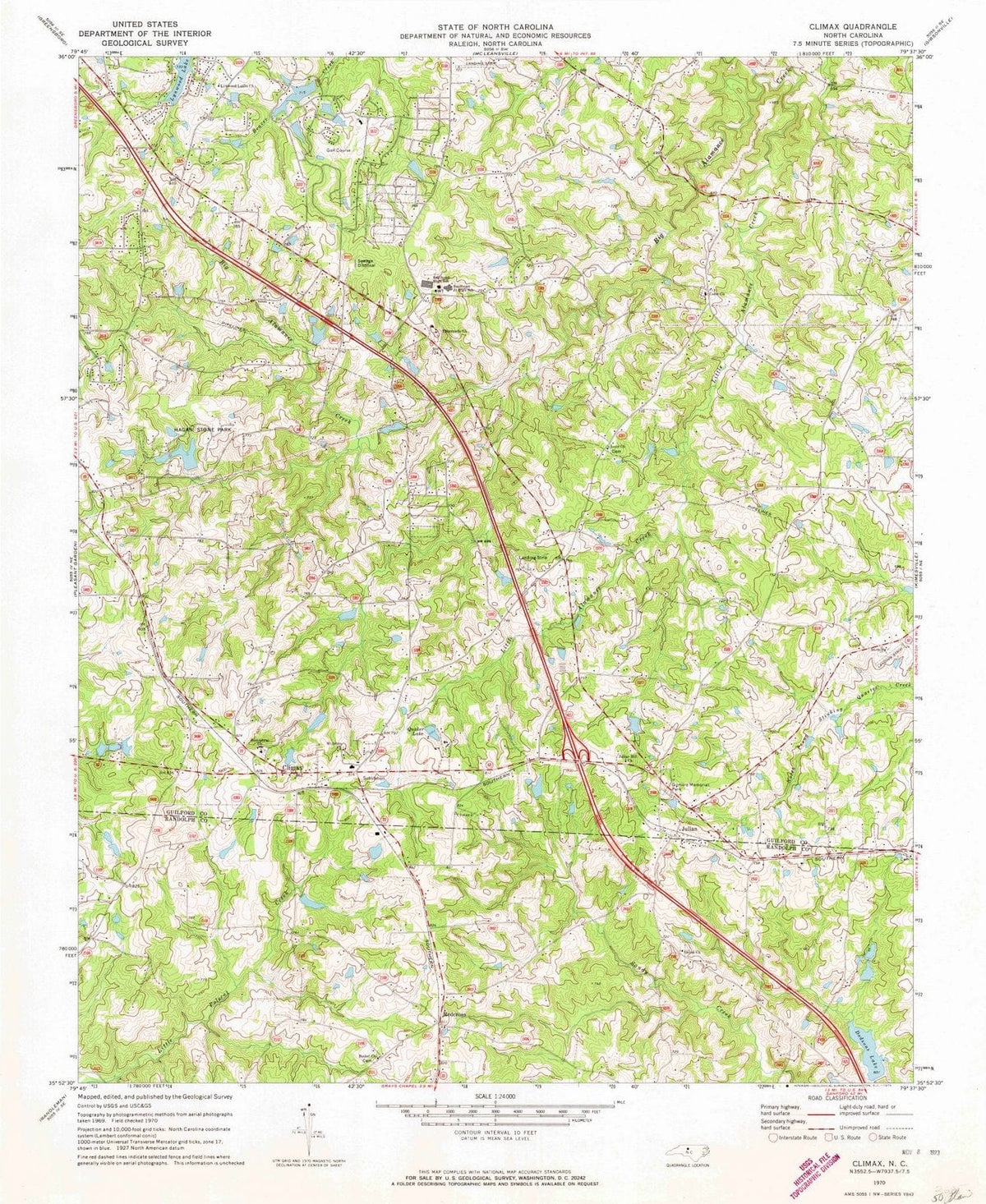 1970 Climax, NC - North Carolina - USGS Topographic Map