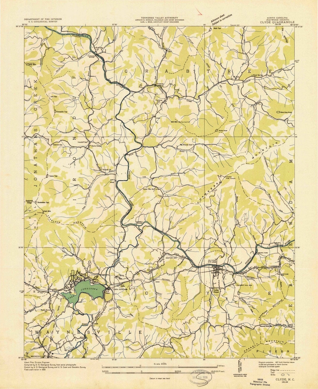 1935 Clyde, NC - North Carolina - USGS Topographic Map