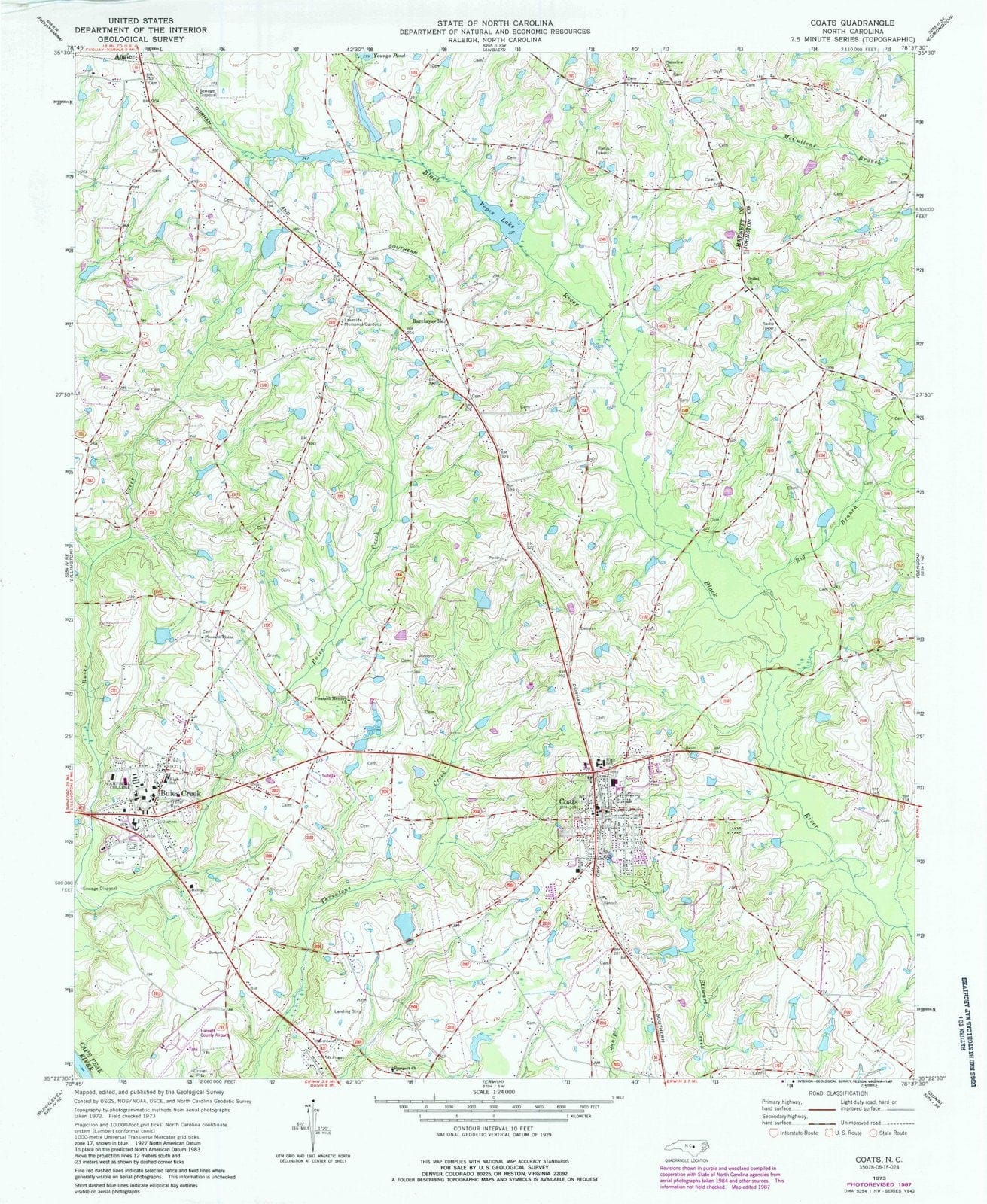 1973 Coats, NC - North Carolina - USGS Topographic Map