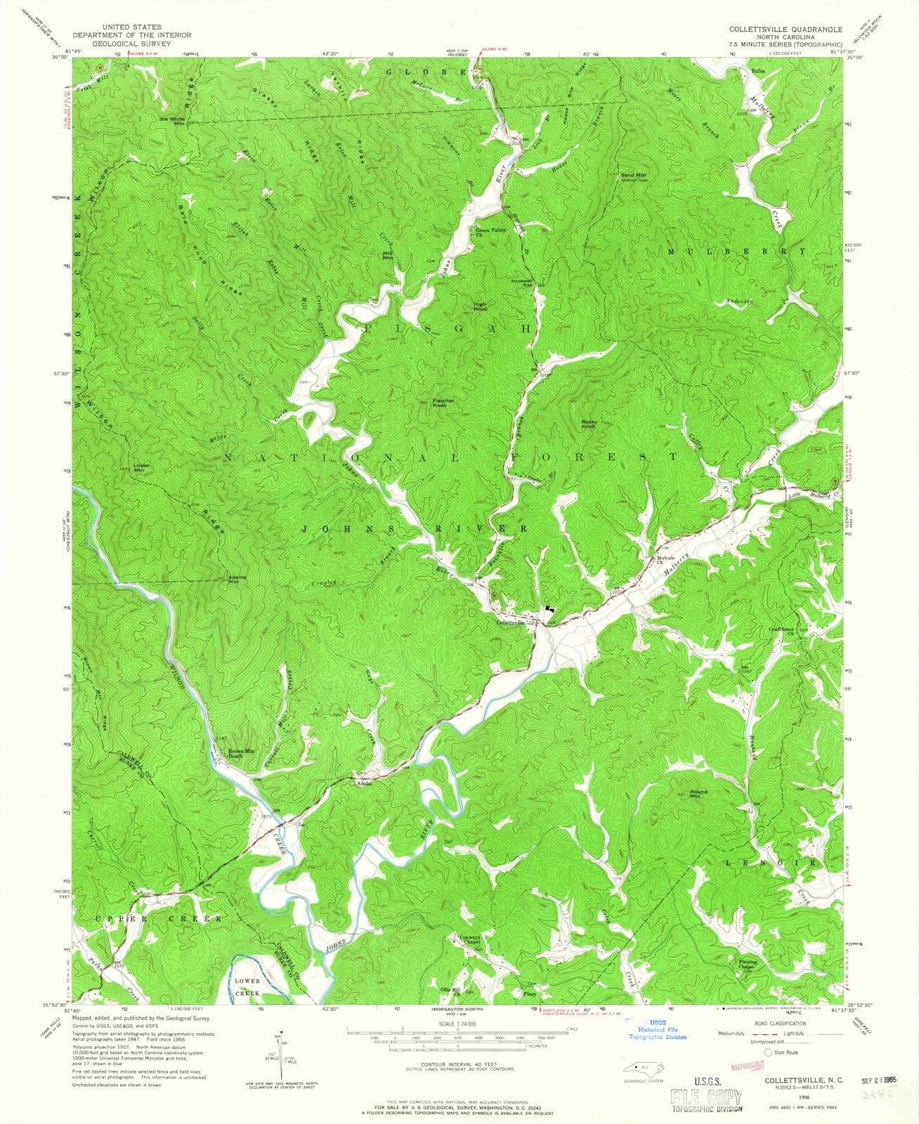 1956 Collettsville, NC - North Carolina - USGS Topographic Map
