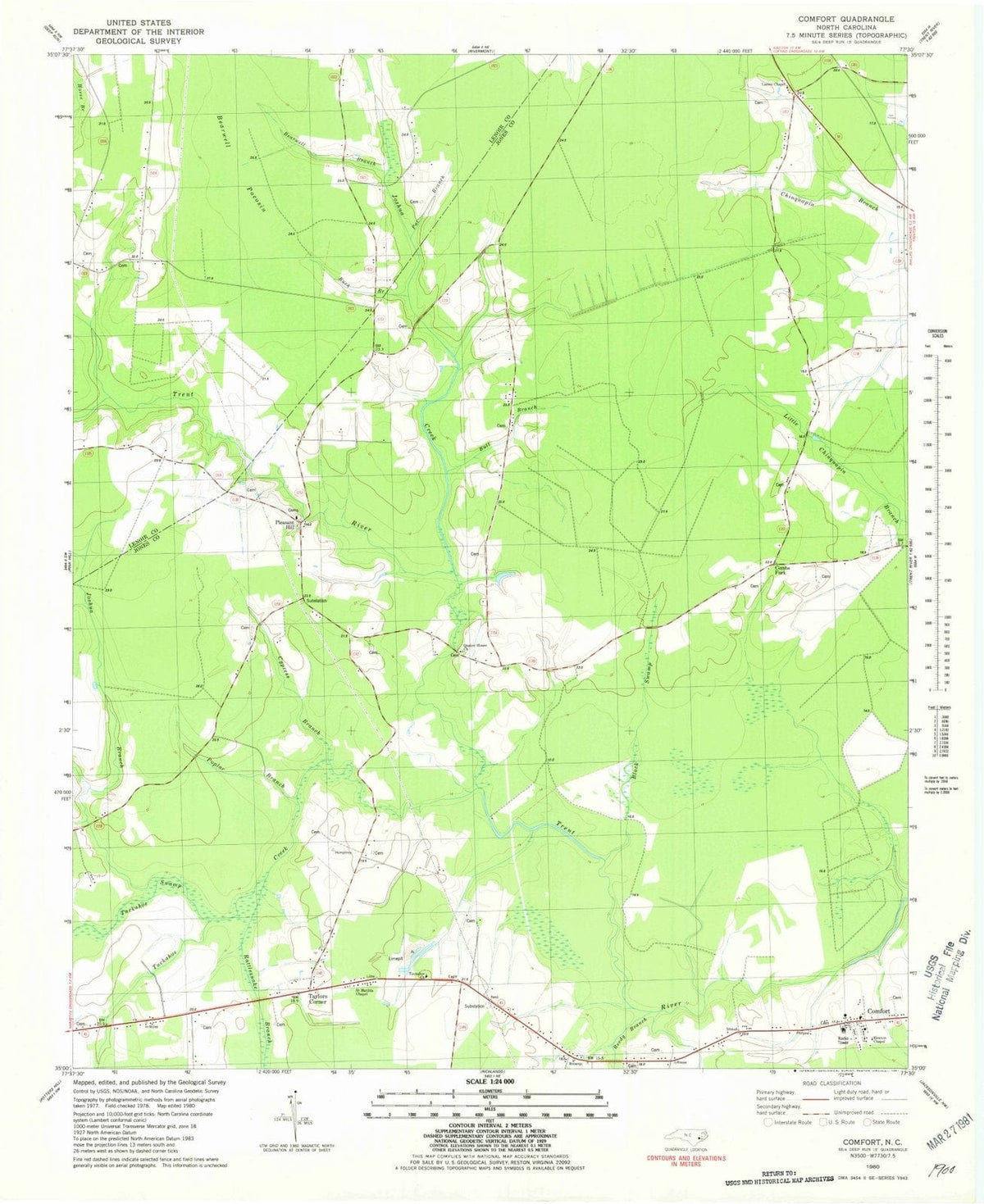 1980 Comfort, NC - North Carolina - USGS Topographic Map