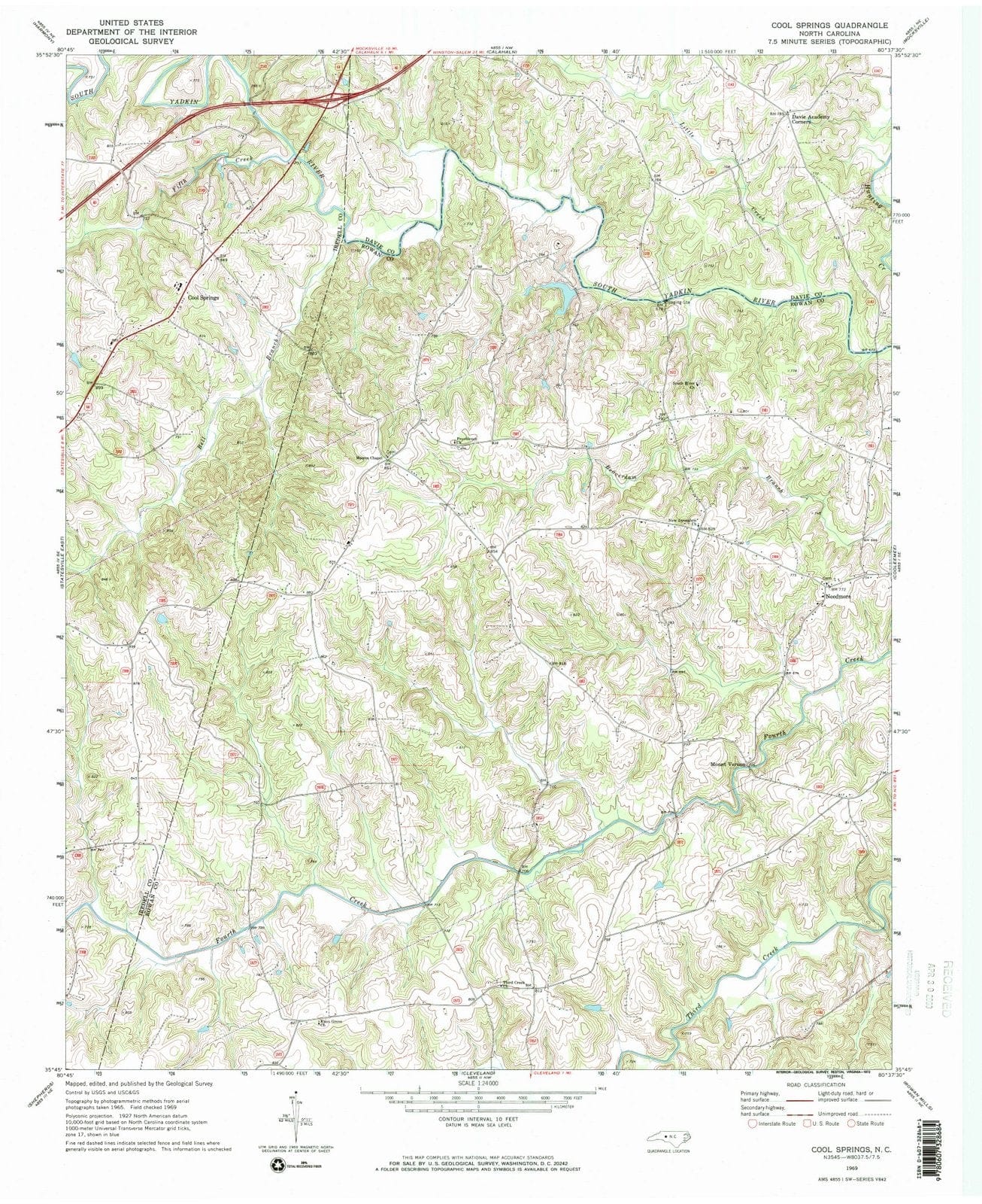 1969 Cool Springs, NC - North Carolina - USGS Topographic Map
