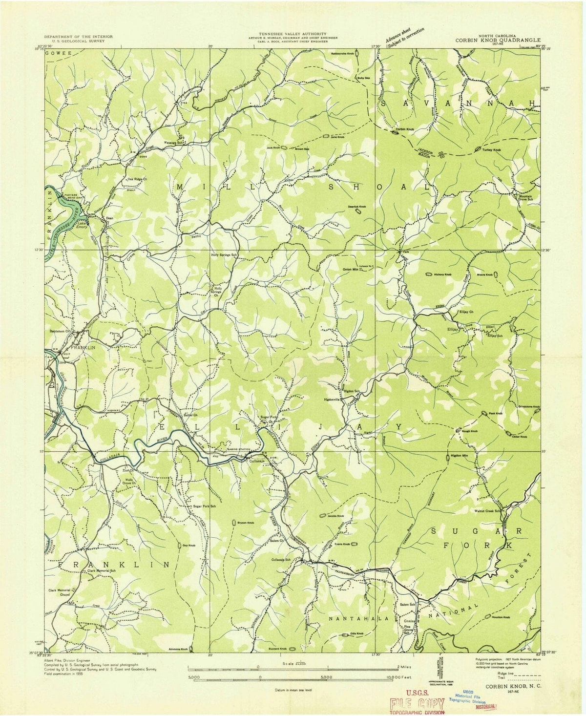 1935 Corbin Knob, NC - North Carolina - USGS Topographic Map