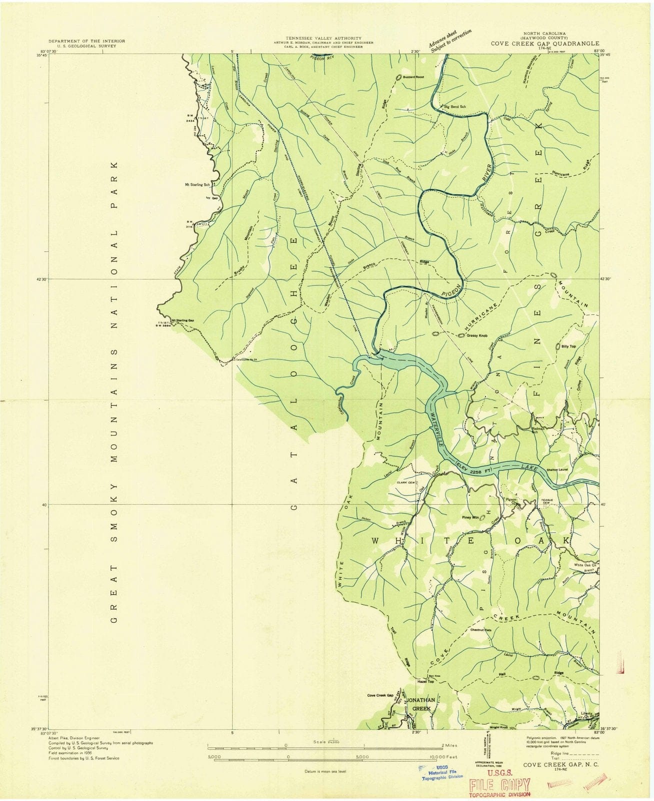 1936 Cove Creek Gap, NC - North Carolina - USGS Topographic Map