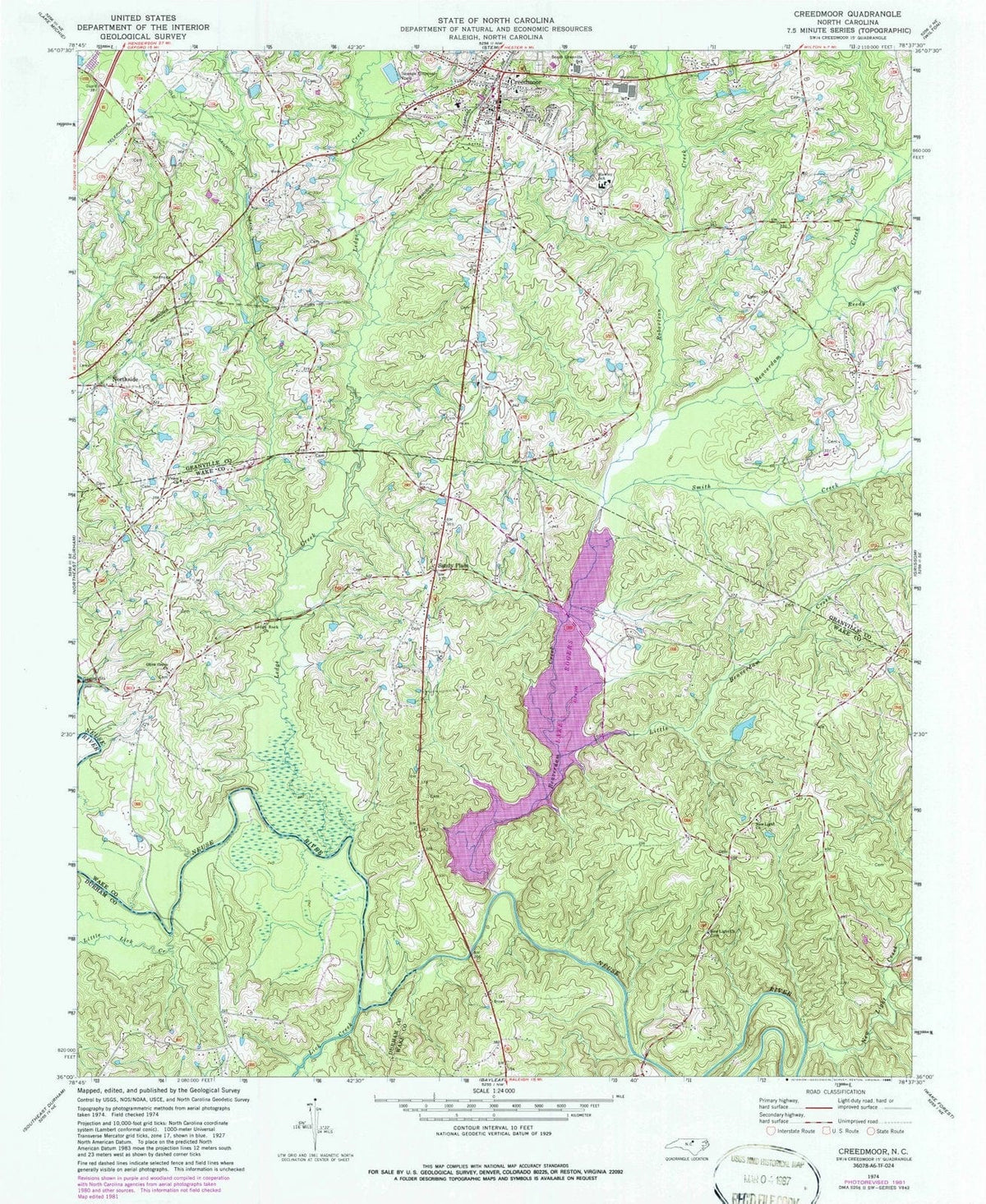 1974 Creedmoor, NC - North Carolina - USGS Topographic Map