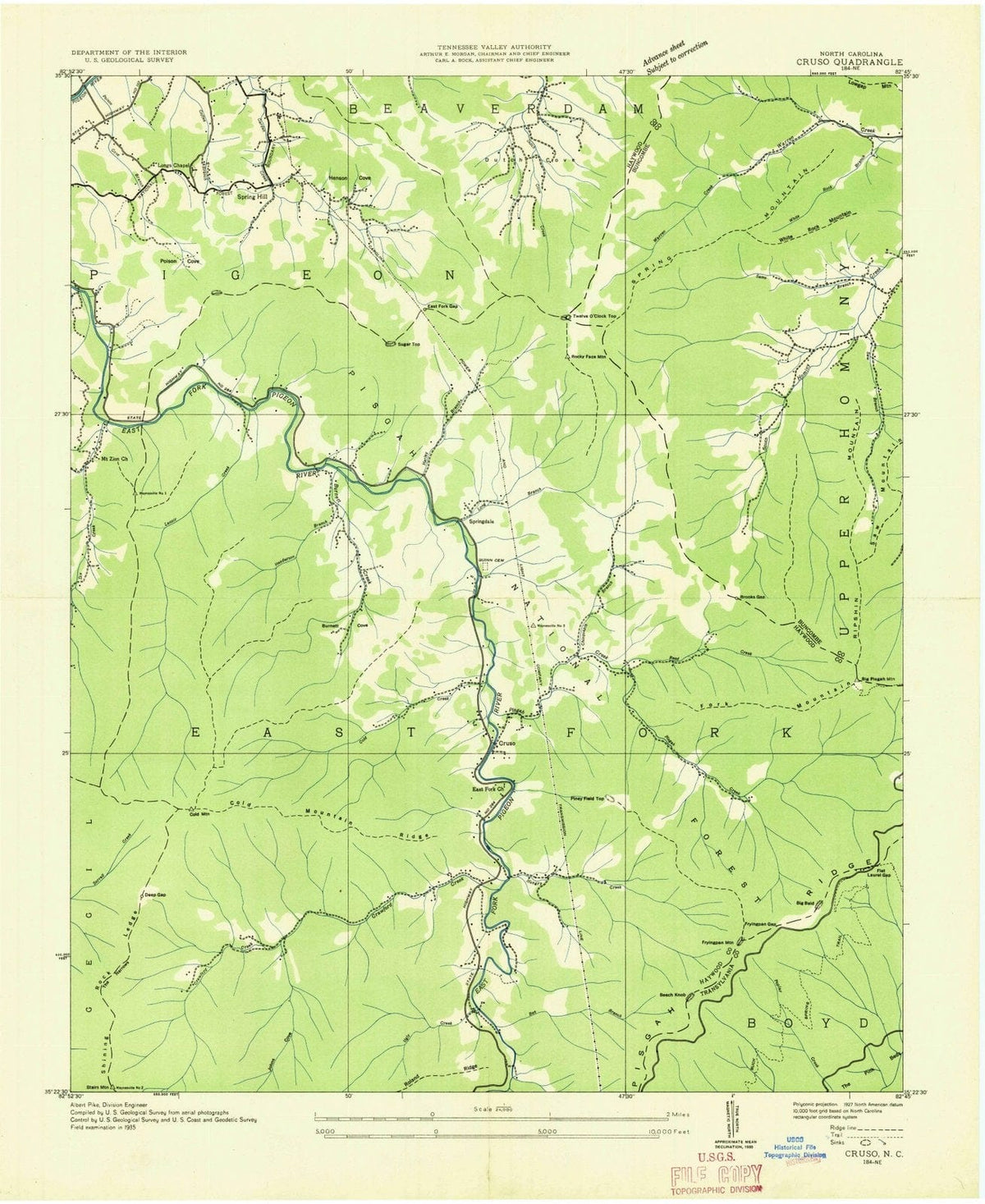 1935 Cruso, NC - North Carolina - USGS Topographic Map