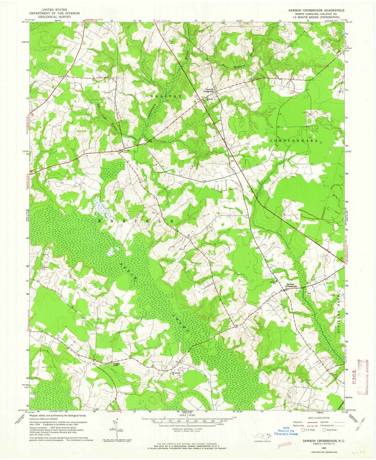 1960 Dawson Crossroads, NC - North Carolina - USGS Topographic Map