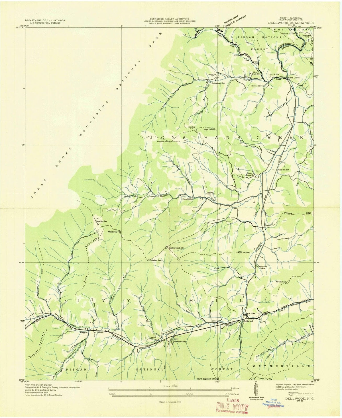 1935 Dellwood, NC - North Carolina - USGS Topographic Map