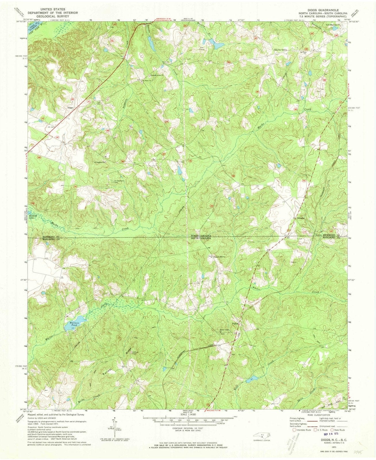 1971 Diggs, NC - North Carolina - USGS Topographic Map