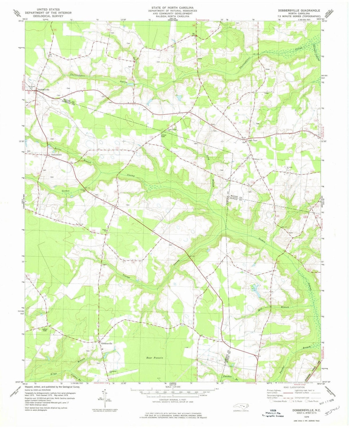 1978 Dobbersville, NC - North Carolina - USGS Topographic Map