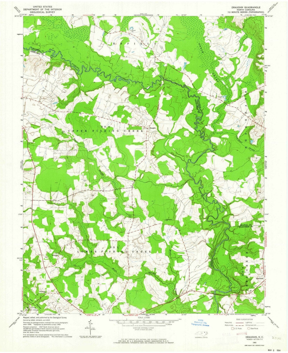 1960 Draughn, NC - North Carolina - USGS Topographic Map
